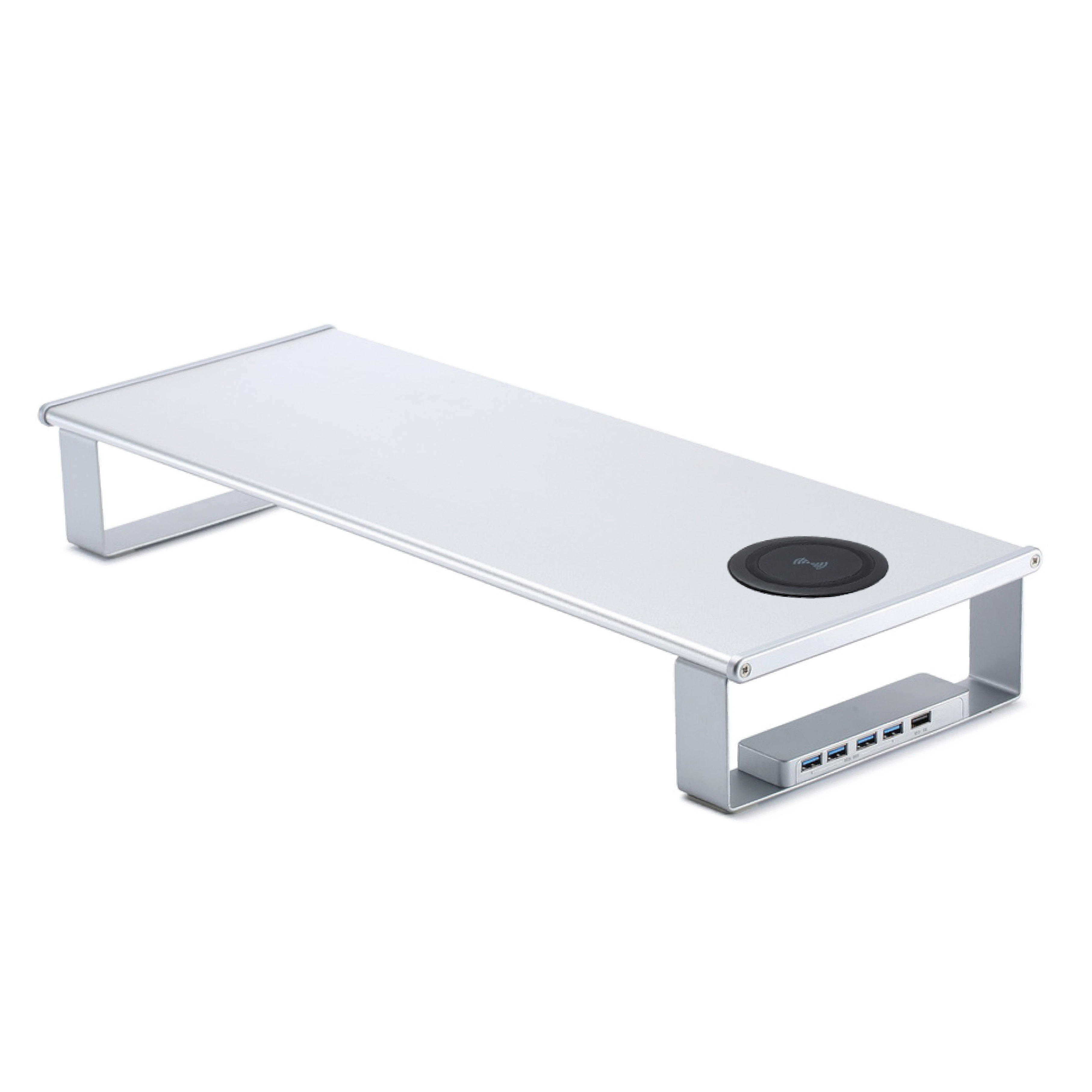 Aluminum Alloy Monitor Stand with USB Hub & Wireless Charger