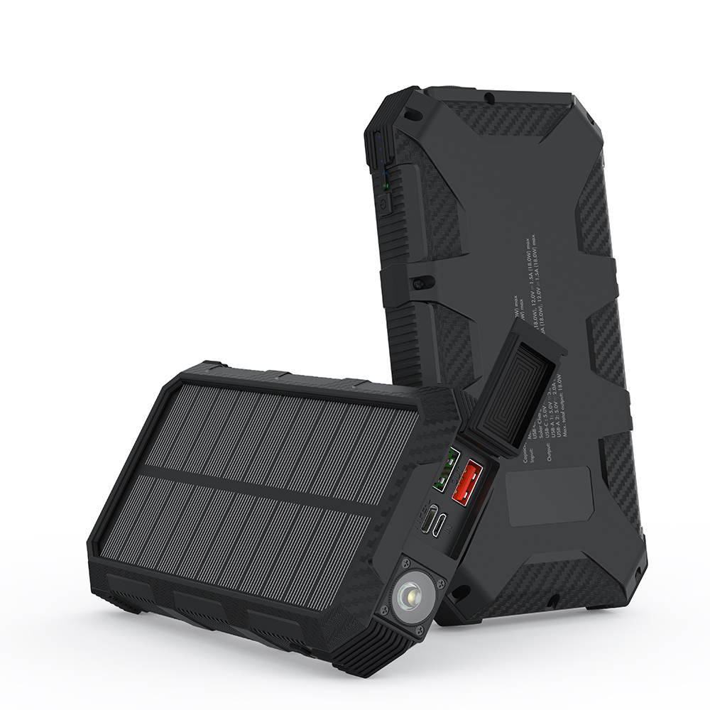 24000mAh Waterproof Solar Power Bank with LED Flashlight 