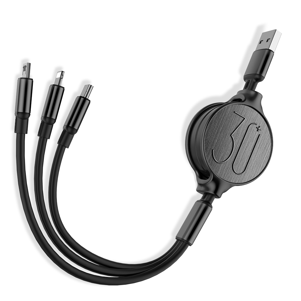 Retractable 3 In 1 Data Cable