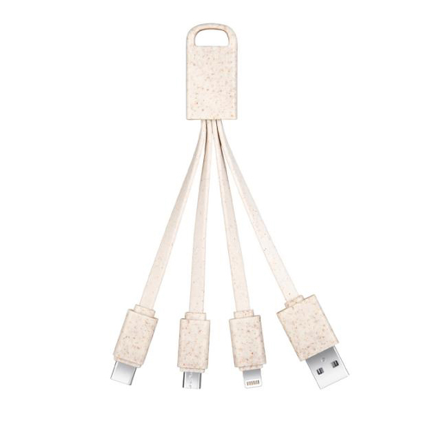 Wheat Straw Key Chain 3 In 1 Data Line