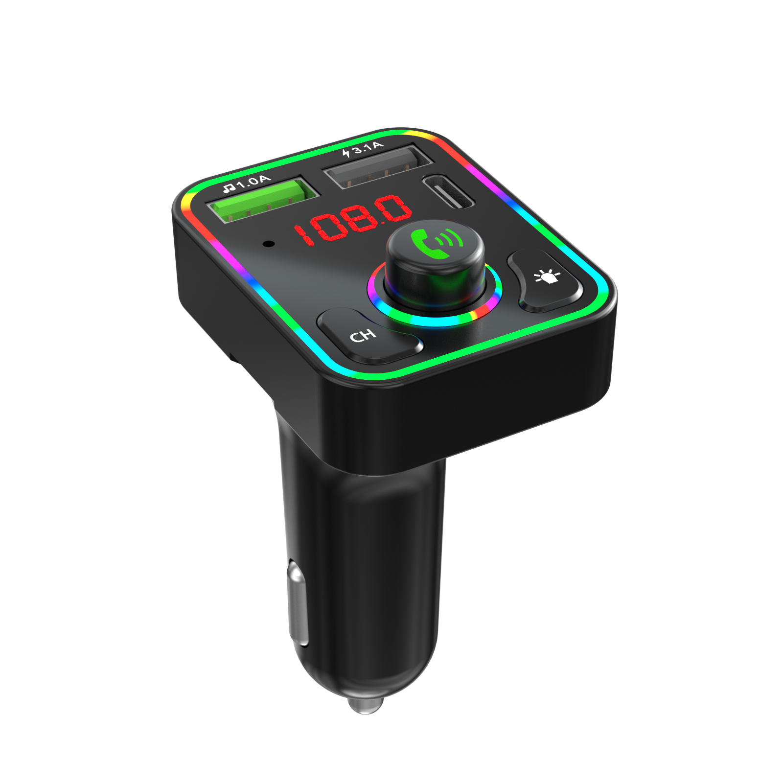 Car Bluetooth Mp3 Transmitter with Colorful Light