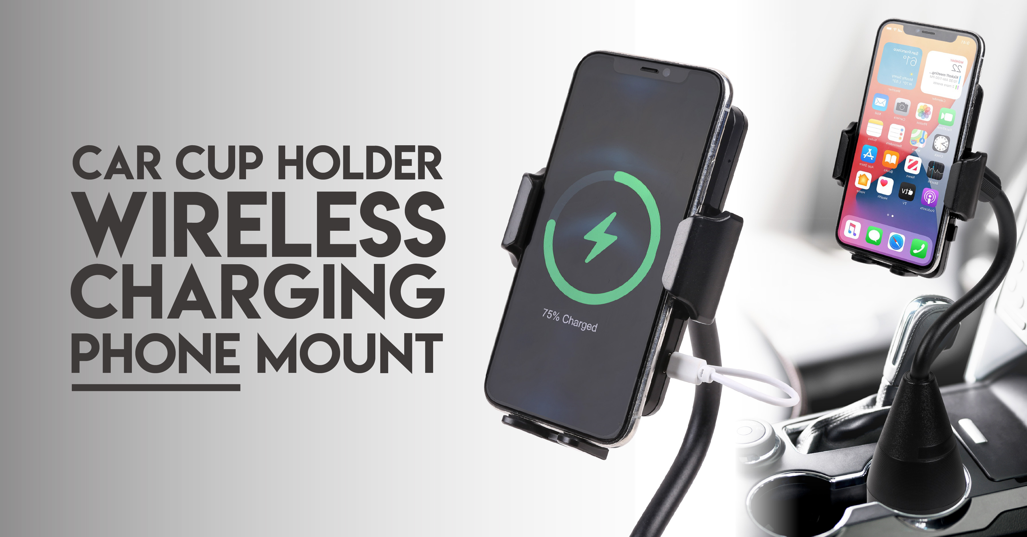 Car Cup Holder Wireless Charging Phone Mount