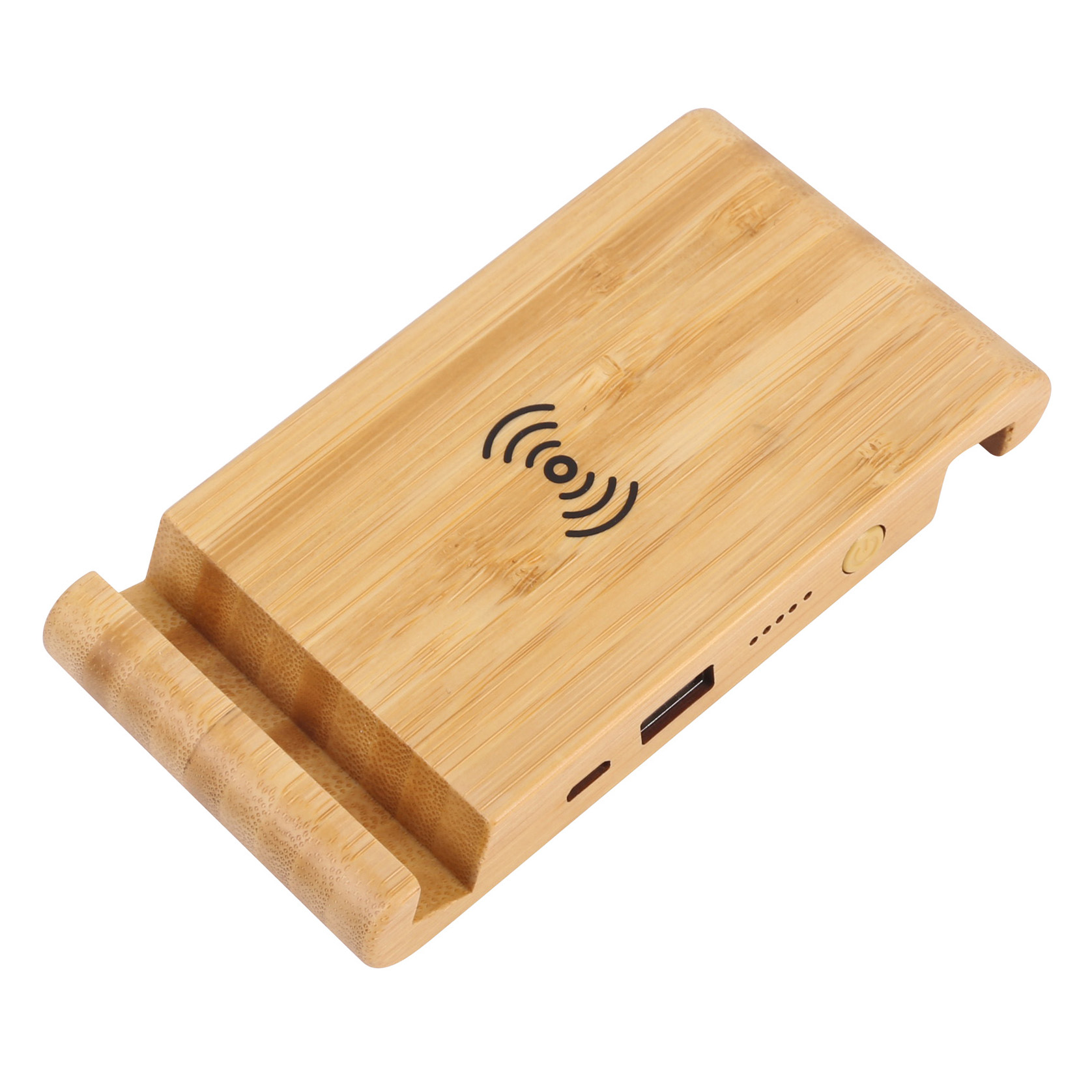 3 In 1 Bamboo Phone Holder Wireless Charger Powerbank