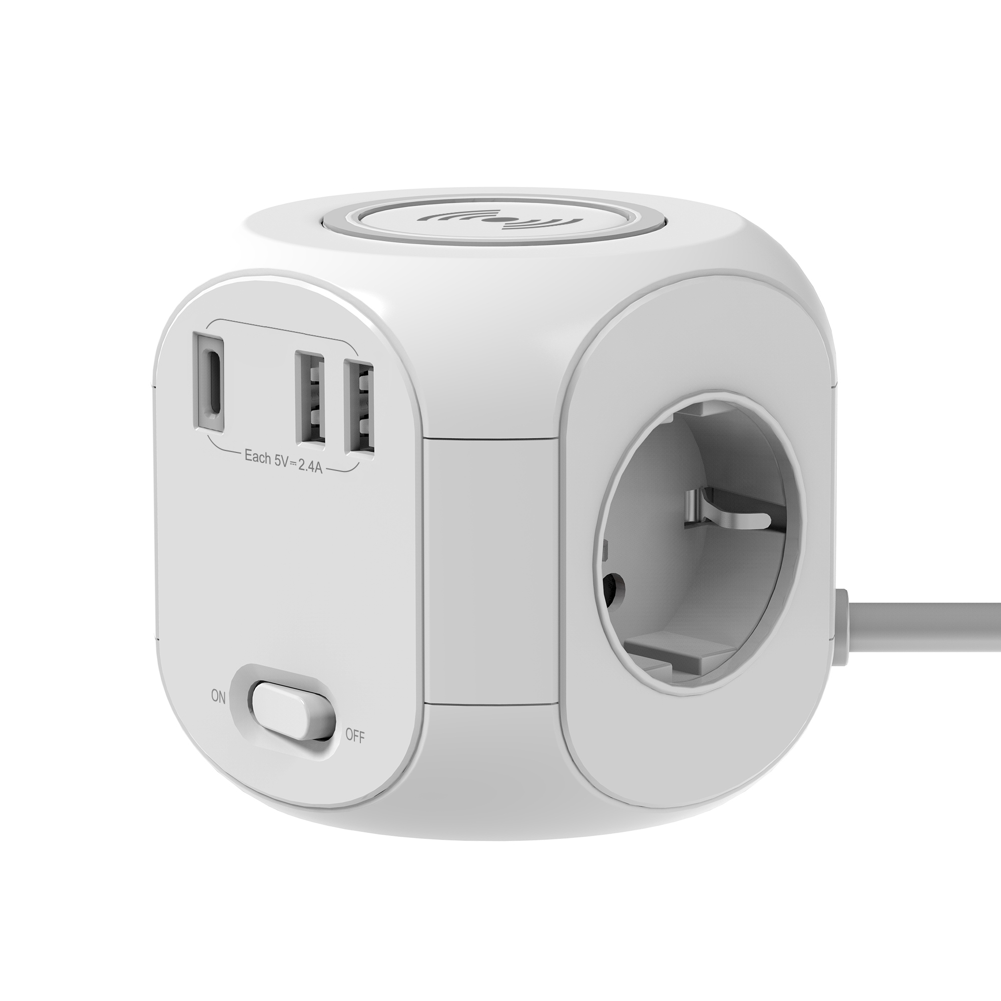 3-Ways Power Cube with Wireless Charger