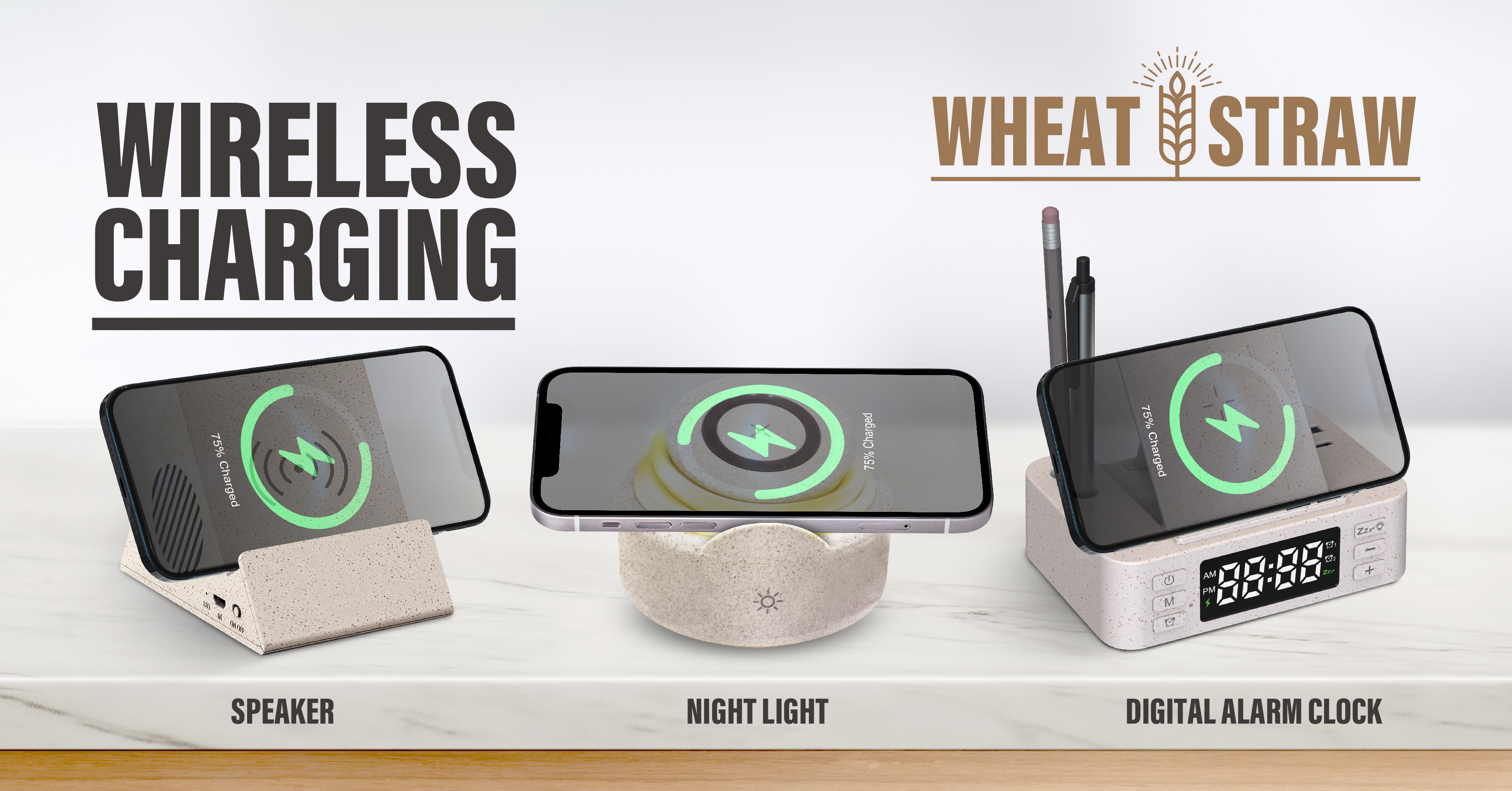 Wheat Straw Wireless Charger Phone Stand