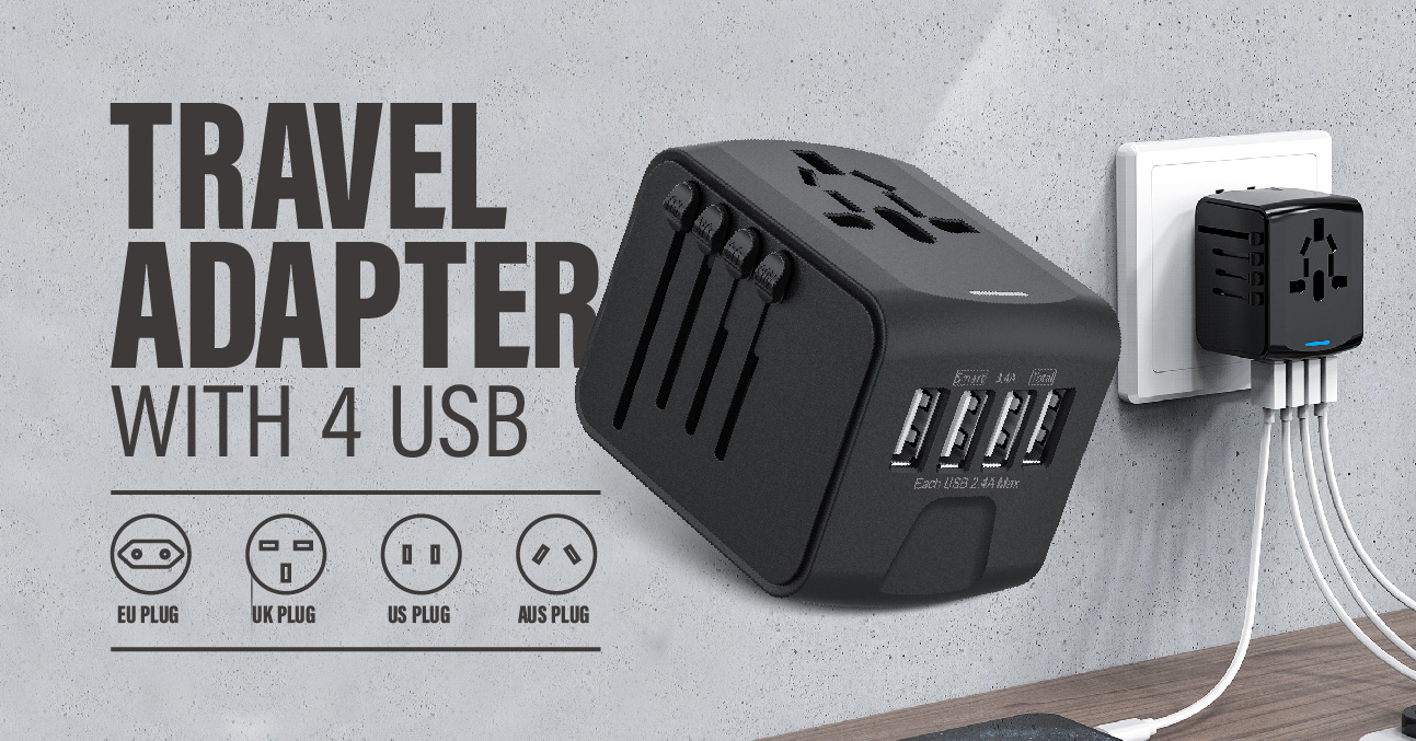 Travel Adapter With 4 USB