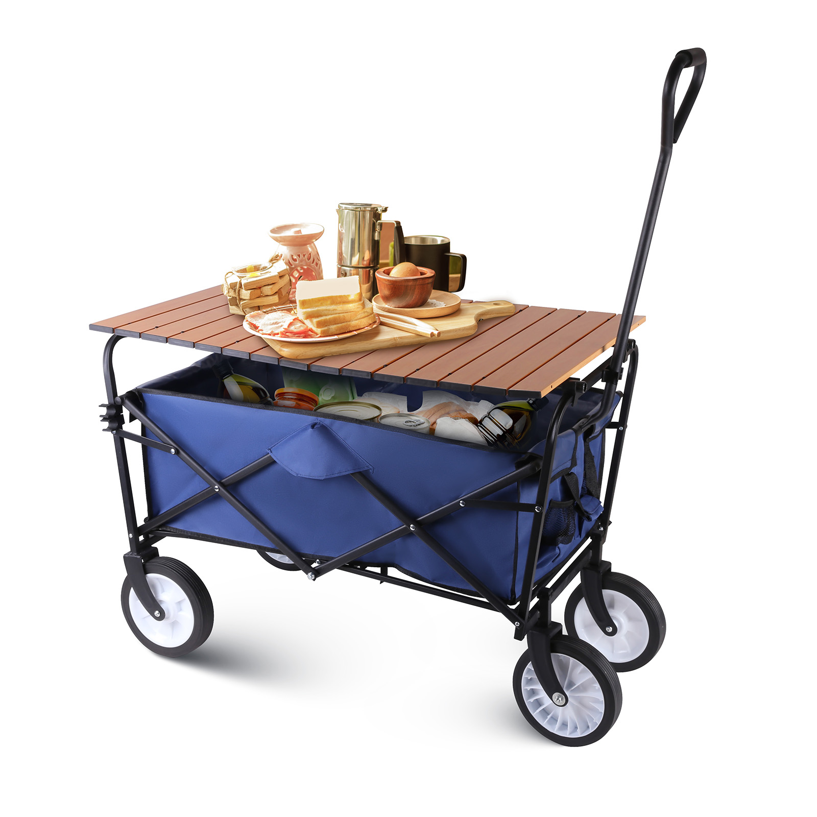 Folding Camping Wagon Cart with Aluminum Table Plate