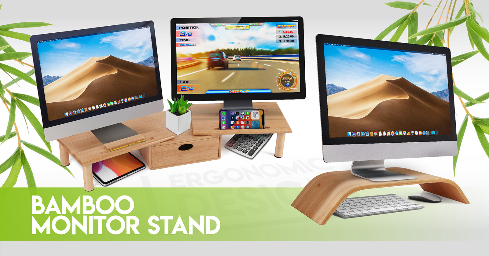 Bamboo Monitor Stand