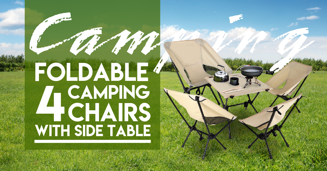 4 Folding Camping Chair & Side Table