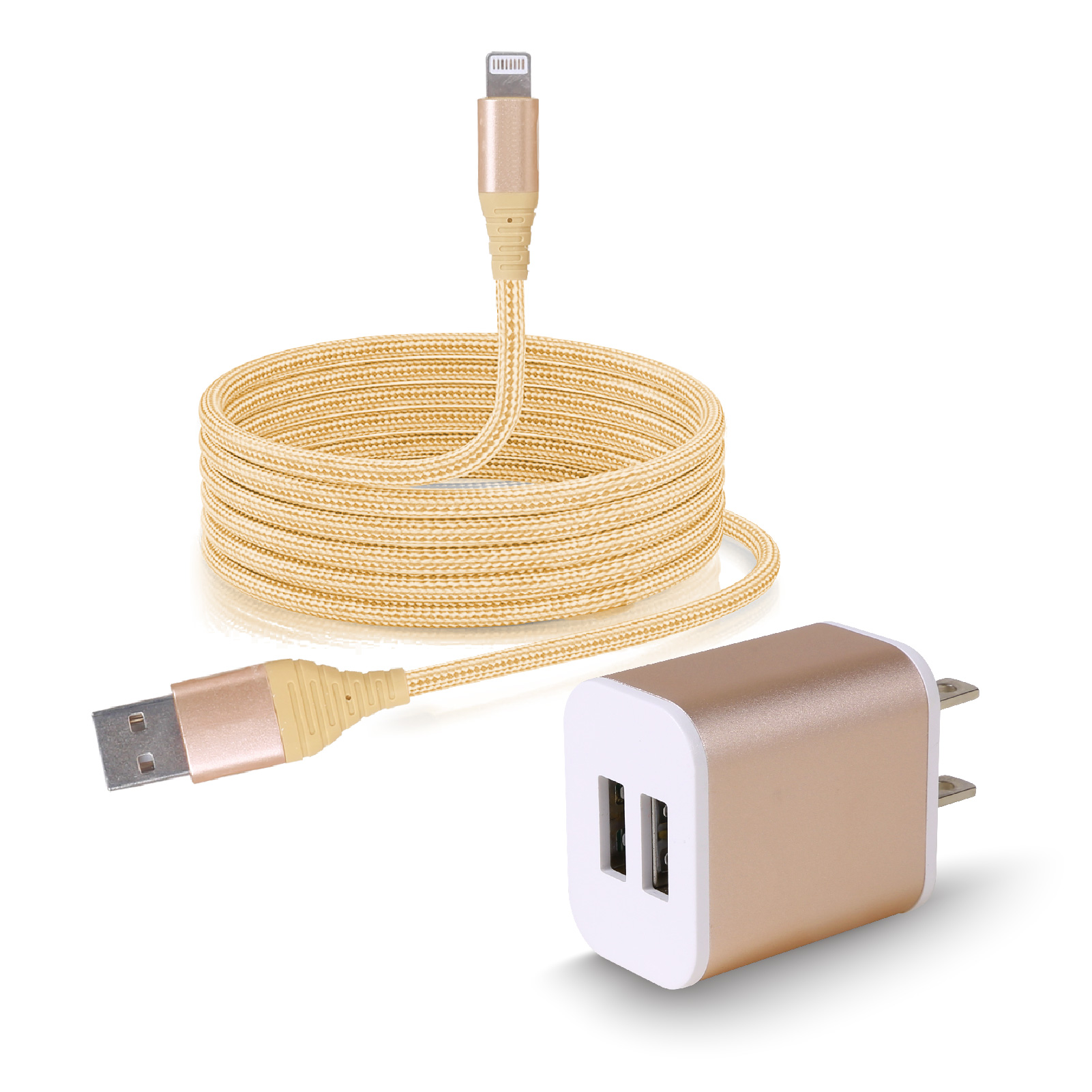 Dual USB Charger & USB to Ligntning Cable Combo