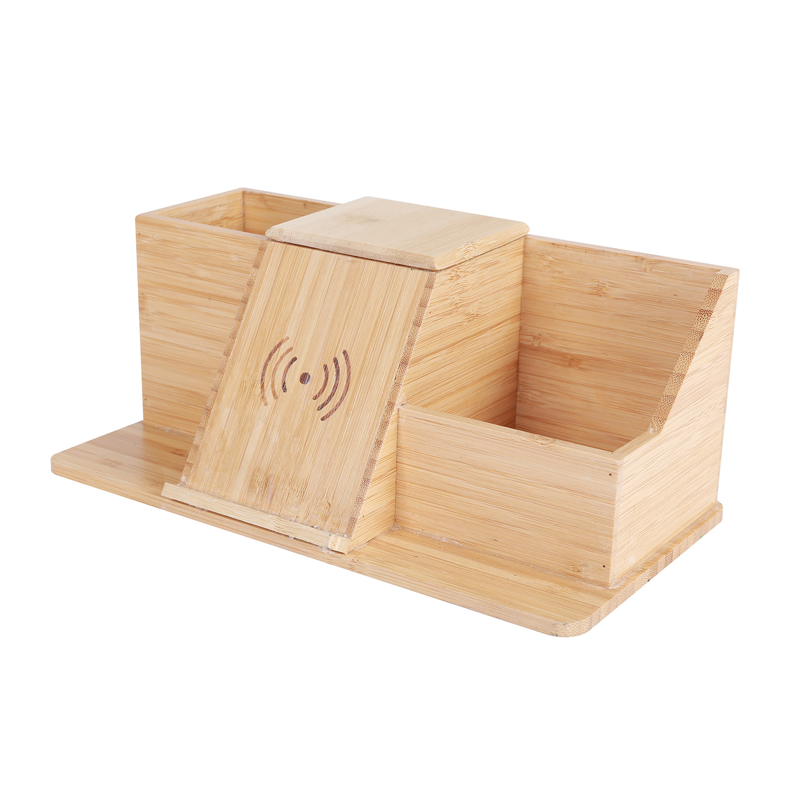 Bamboo Wireless Charger Phone Stand & Pen Holder