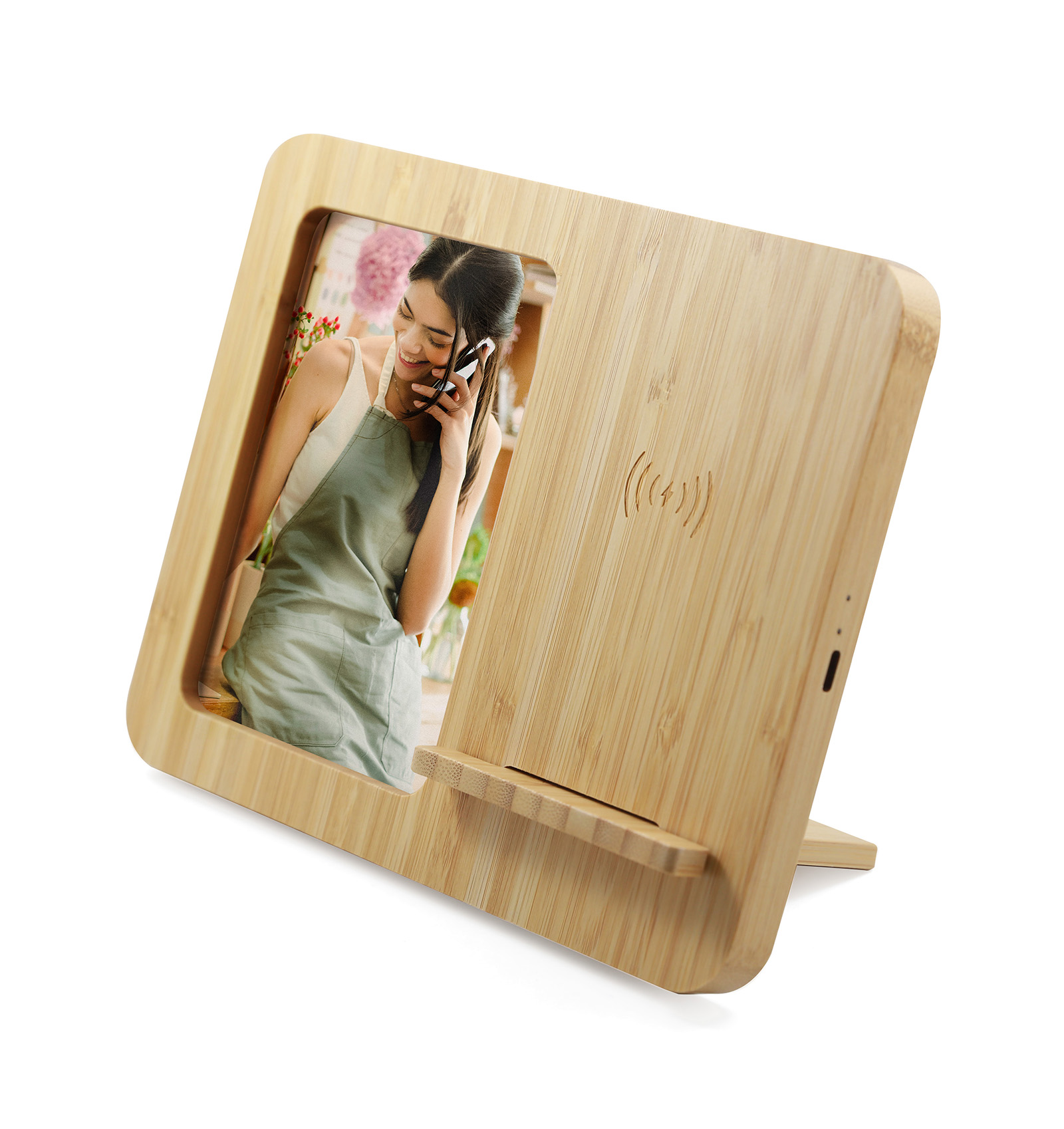 Bamboo Wireless Charger Photo Frame