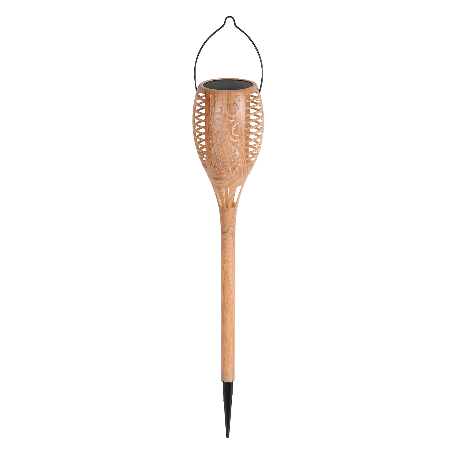 Bamboo Grain Solar Outdoor Light with Handle