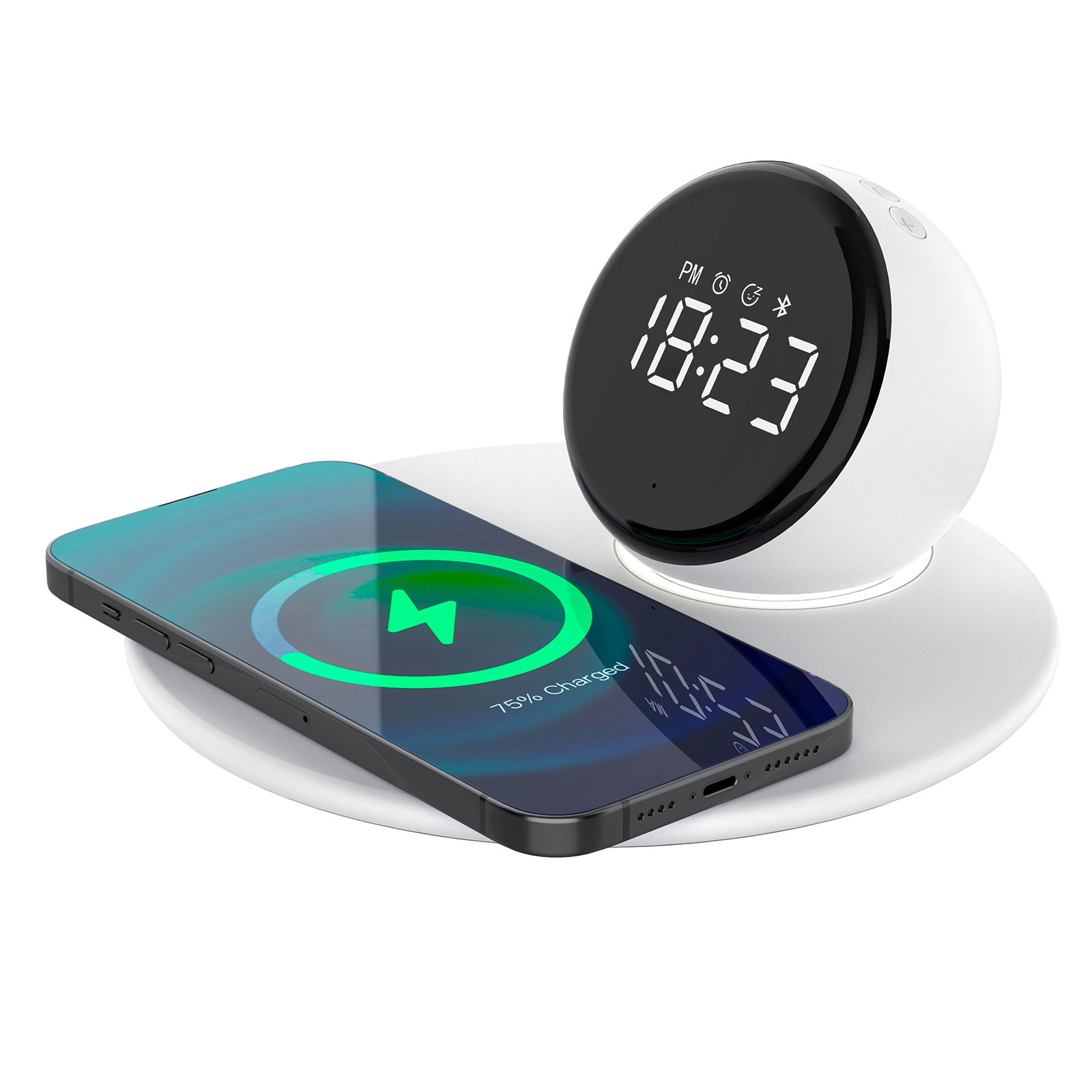 Wireless Charger Bluetooth Speaker & Digital Display Alarm Clock