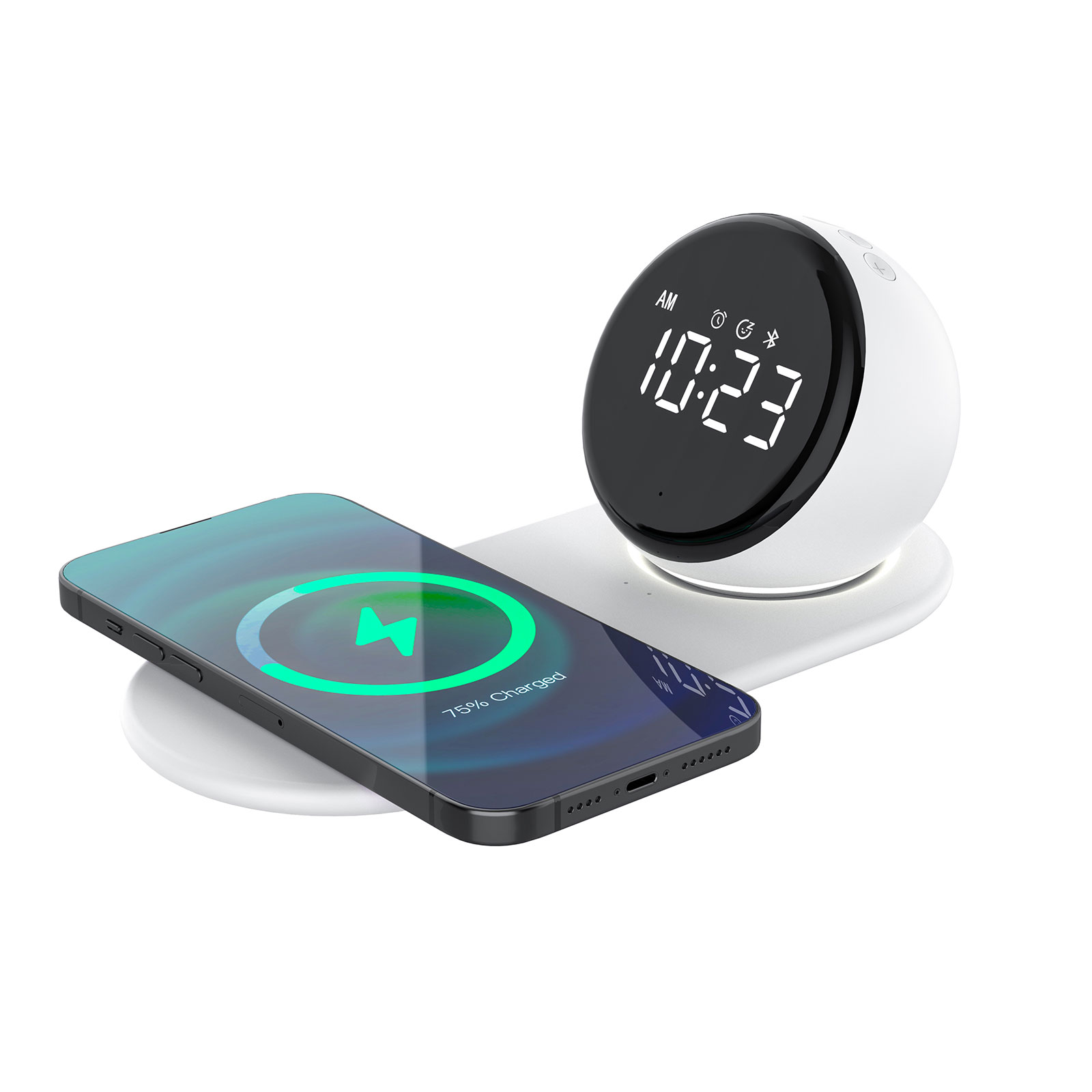 Wireless Charger Bluetooth Speaker & Digital Display Alarm Clock