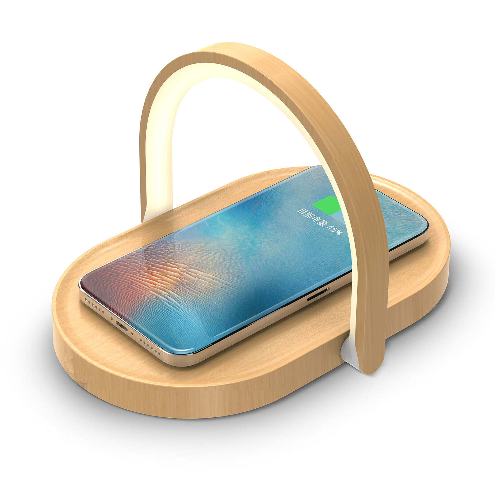 Wood Grain Foldable Wireless Charging Lamp