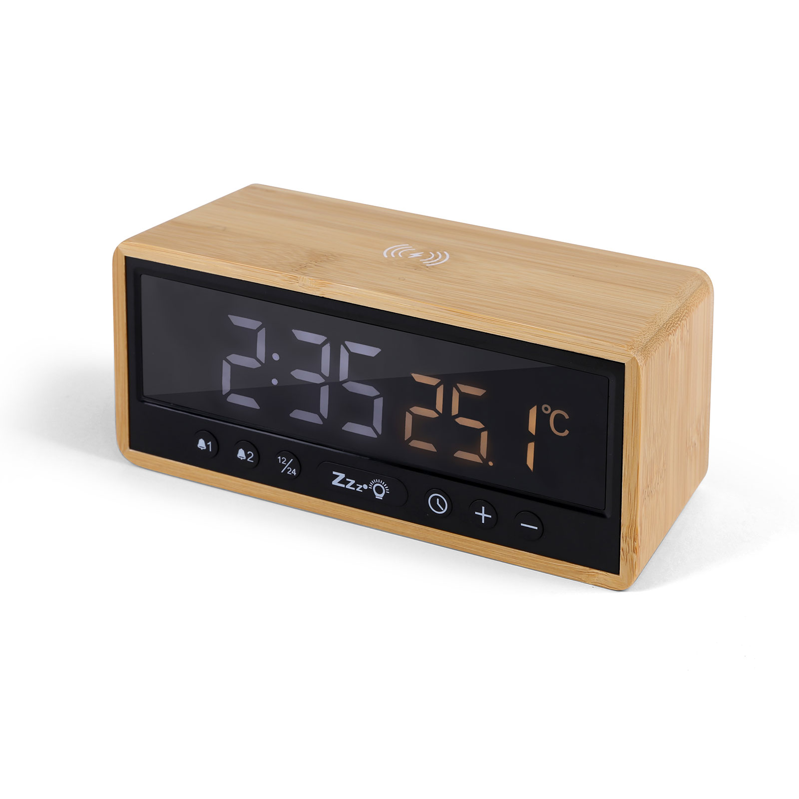 Bamboo Wireless Charging & Clock 