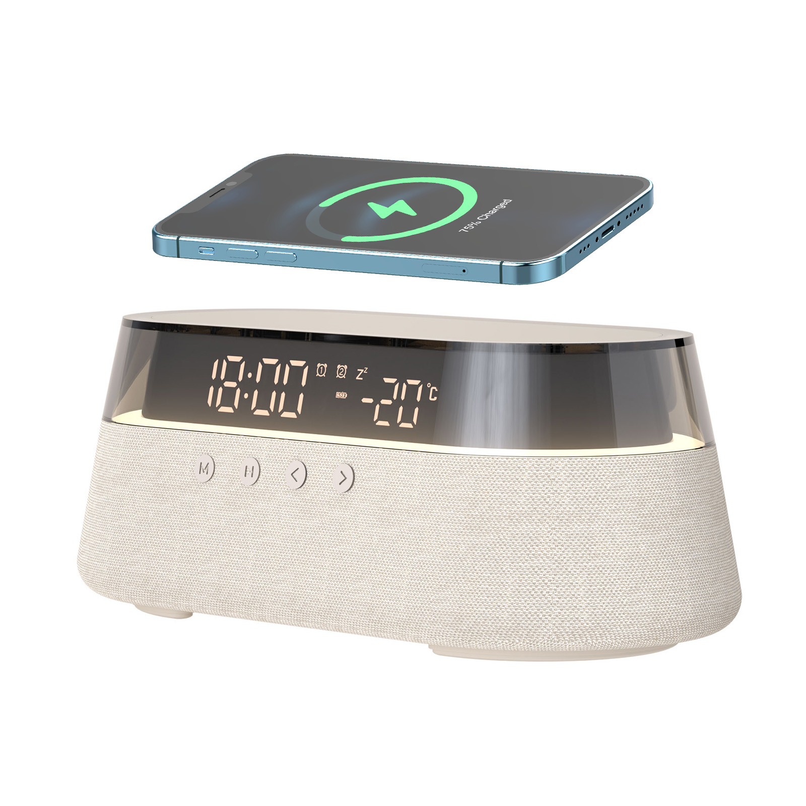 4 In 1 Wireless Charging Speaker with Lamp & Clock 