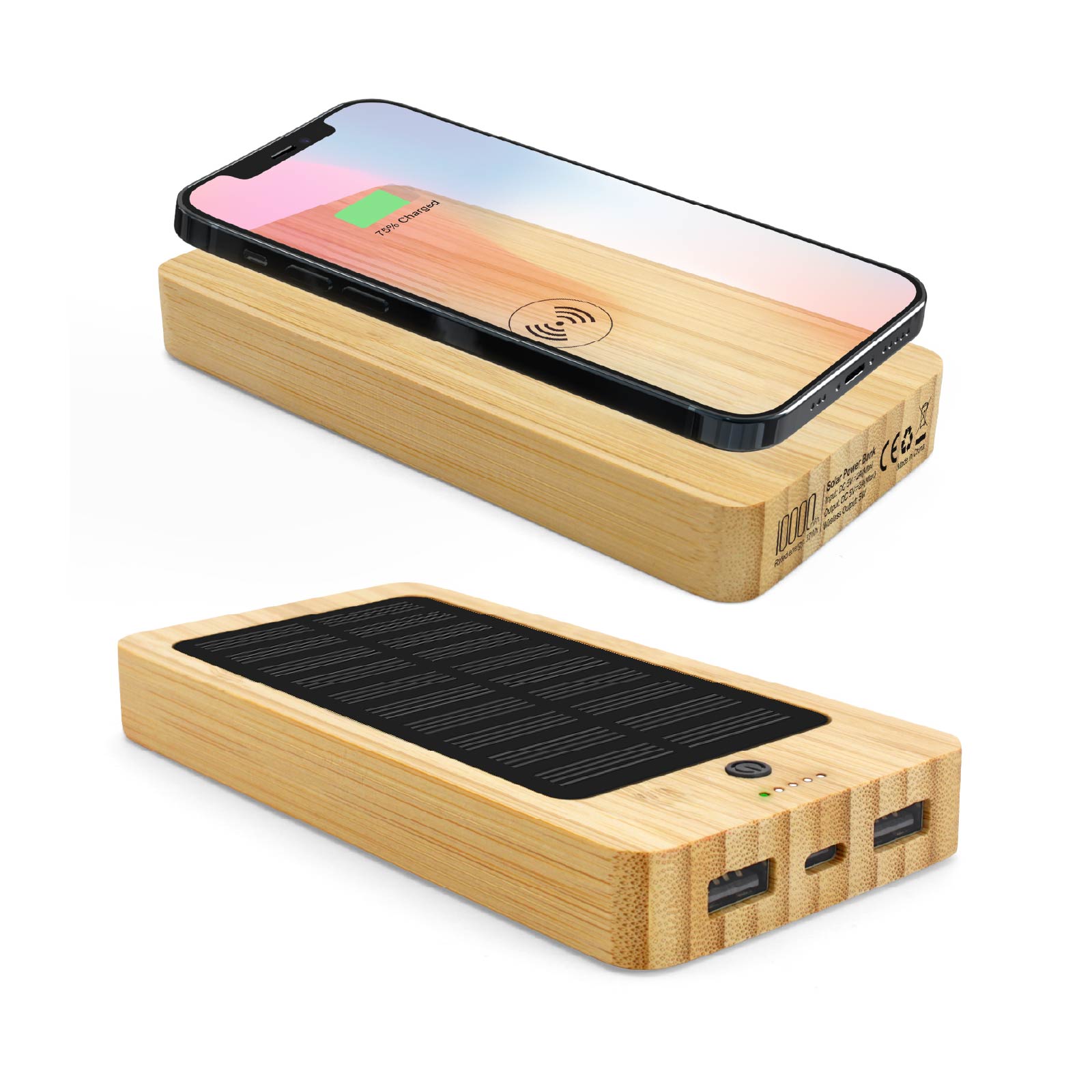 Bamboo Solar Power Wireless Charging Bank