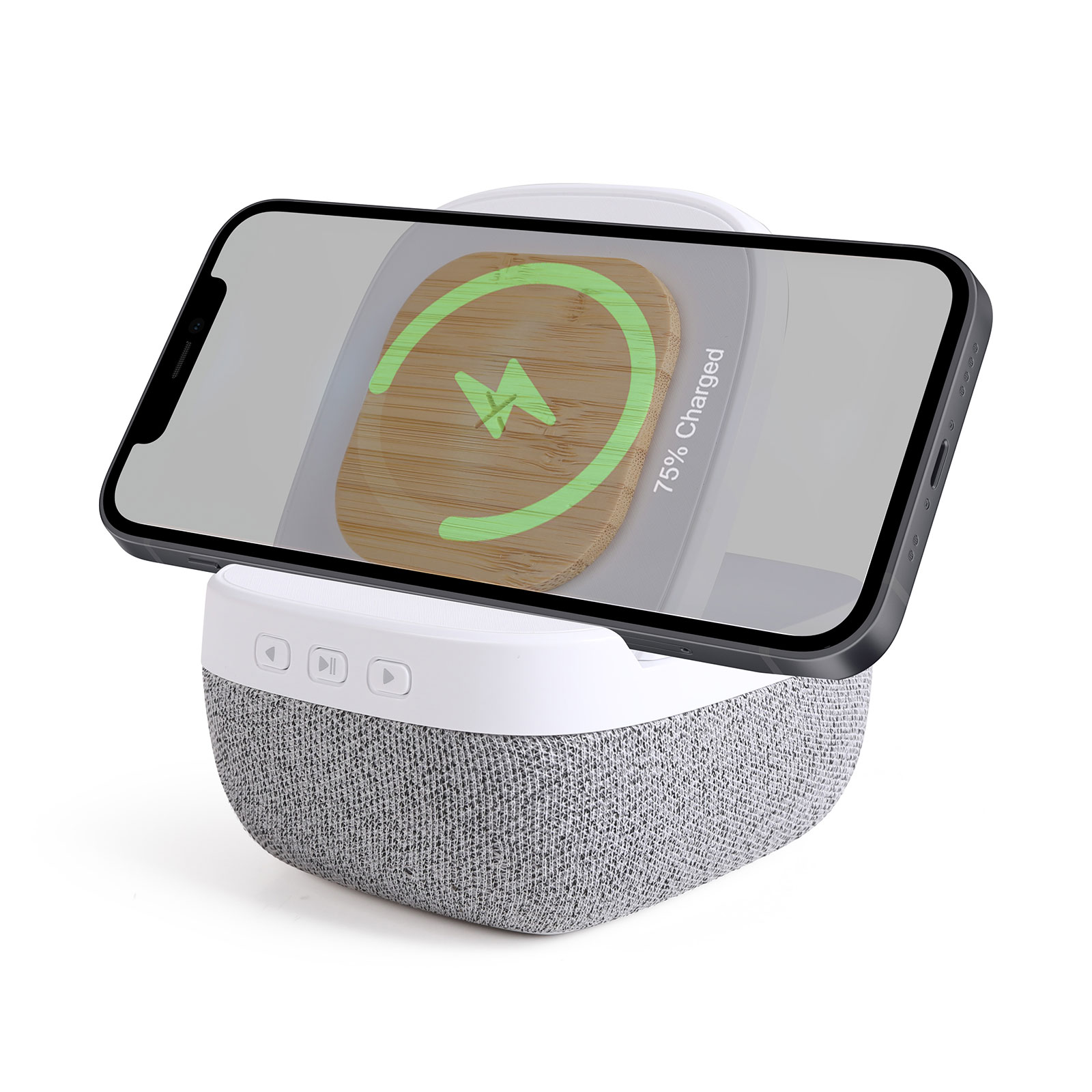 Bamboo& Fabric Wireless Charger & Speaker