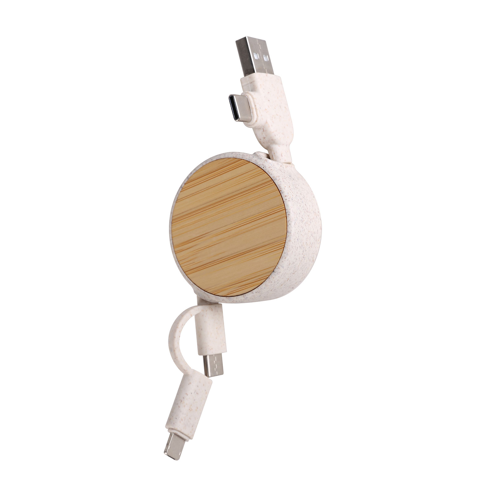 Retractable Wheat Straw&Bamboo/Cork Cable