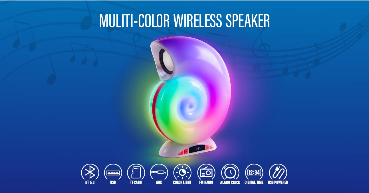 Color Light Wireless Speaker with Alarm Clock