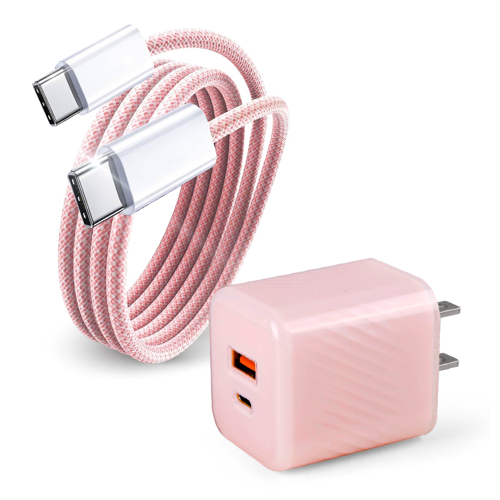 PD 20W A+C GaN Fast Wall Charger & PD 60w C To C Cable Charger Combo