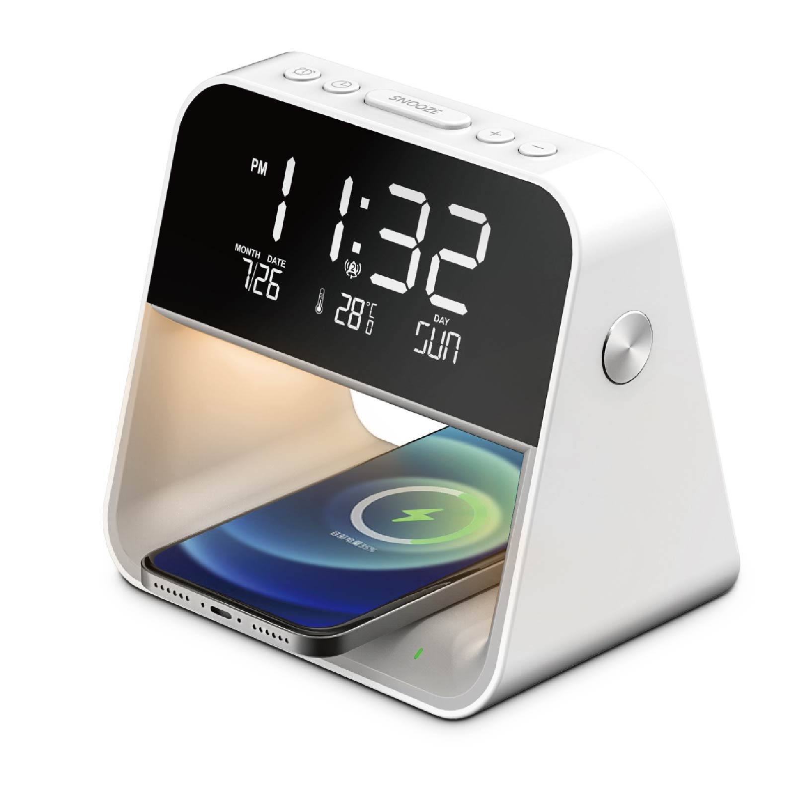 Wireless Charger & Alarm Clock & LED Bedside Lamp 