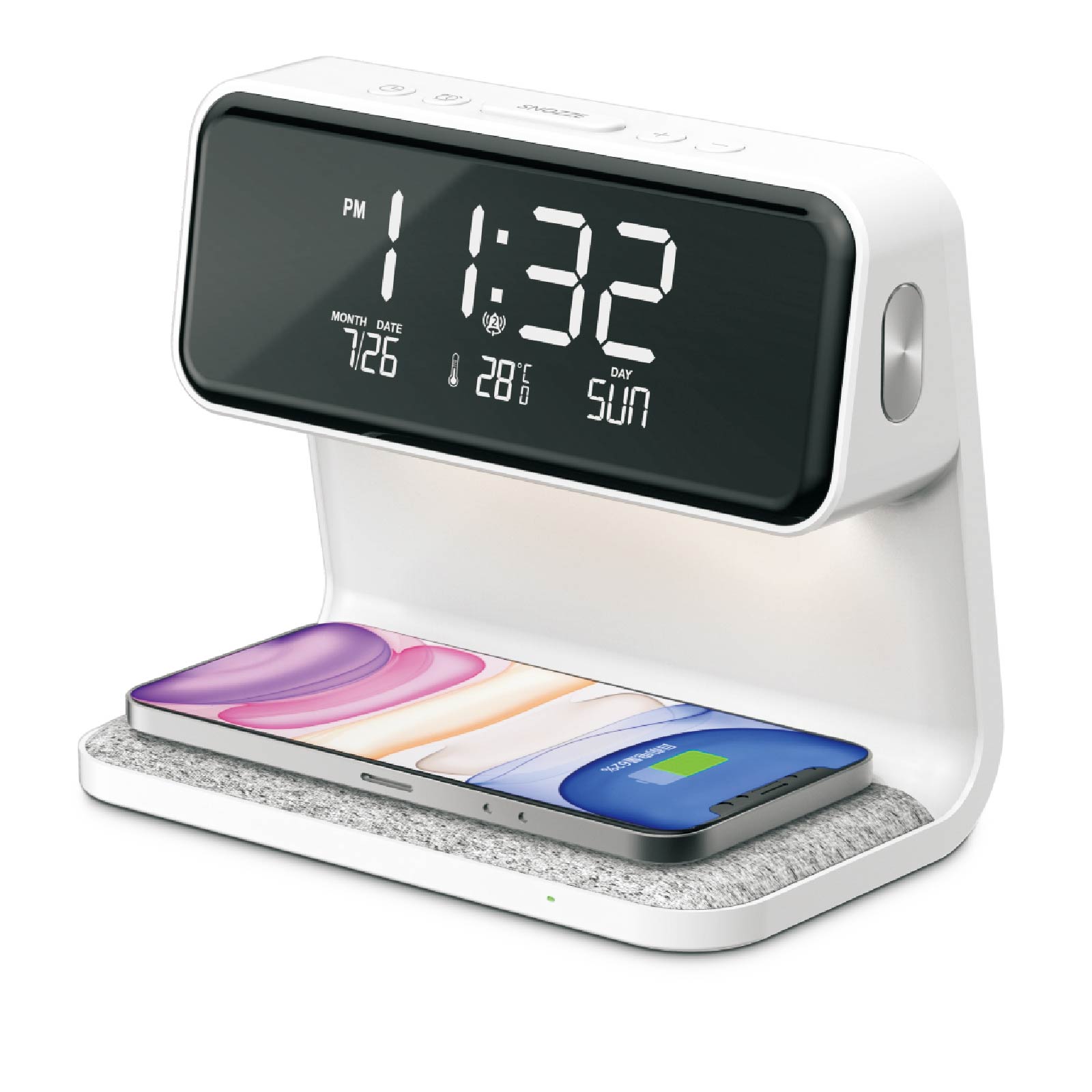 Wireless Charger & Alarm Clock & LED Bedside Lamp 