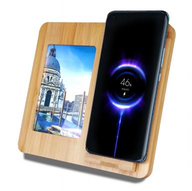 Bamboo Photo Frame with Wireless Charger
