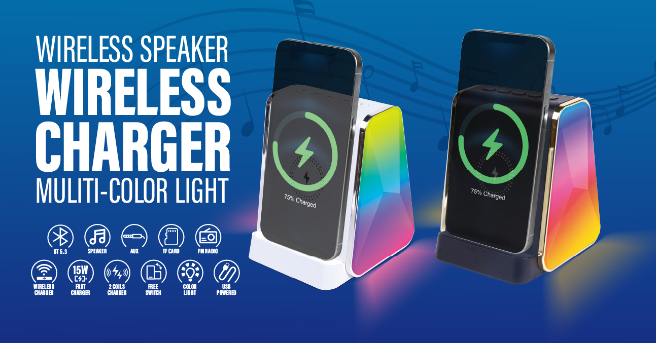 Color LED Light Wireless Charger & Speaker