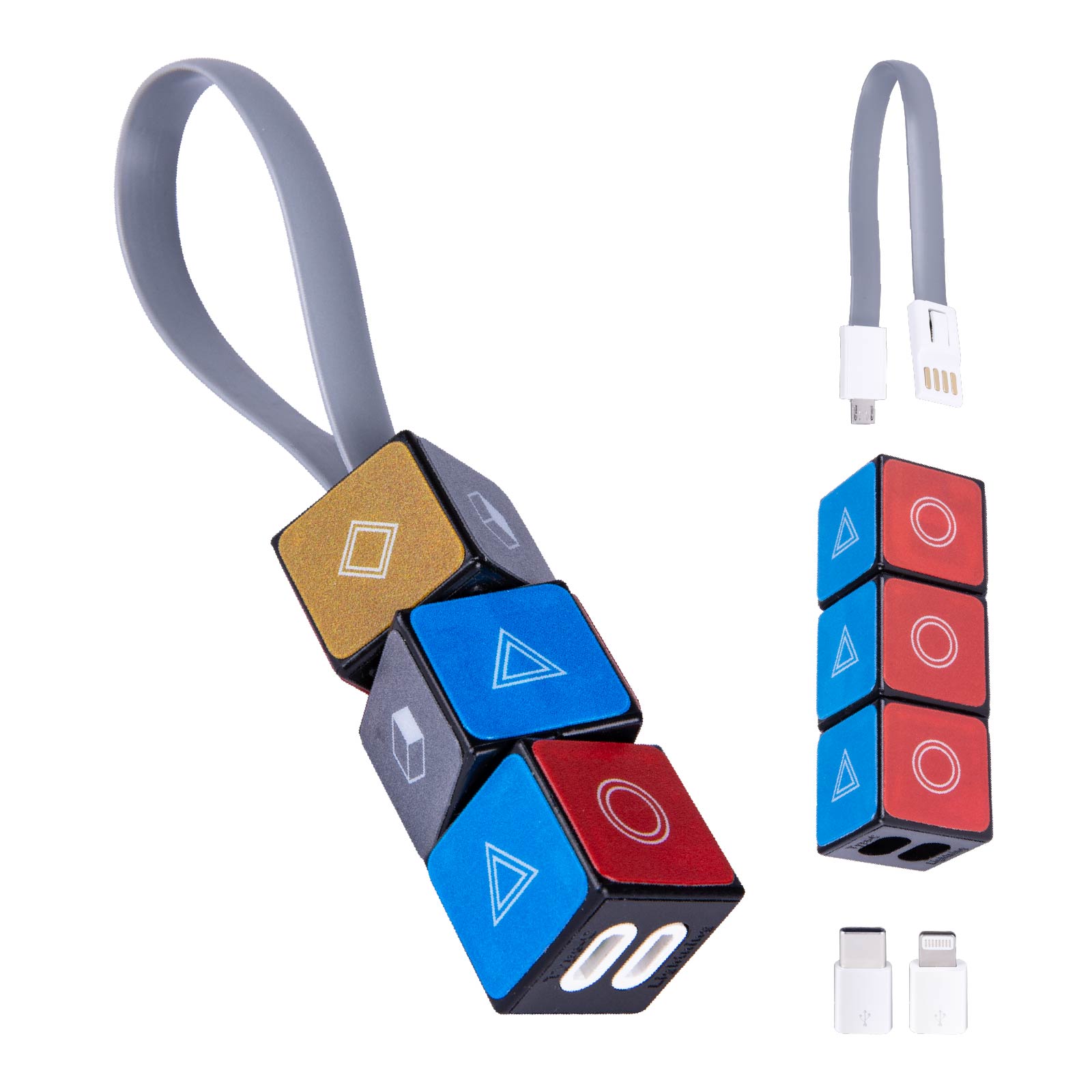 Rubik's Cube Charging Cable Keychains
