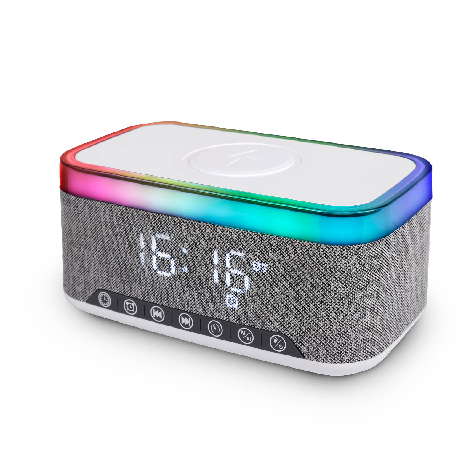 15W Wireless Charger & Led Speaker with Alarm Clock