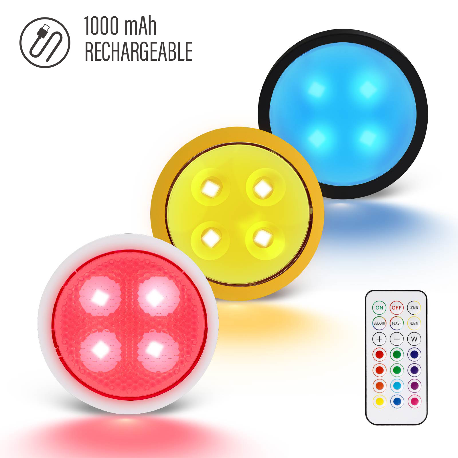 Remote & Tap Control LED Lights (3 Packs) USB Powered