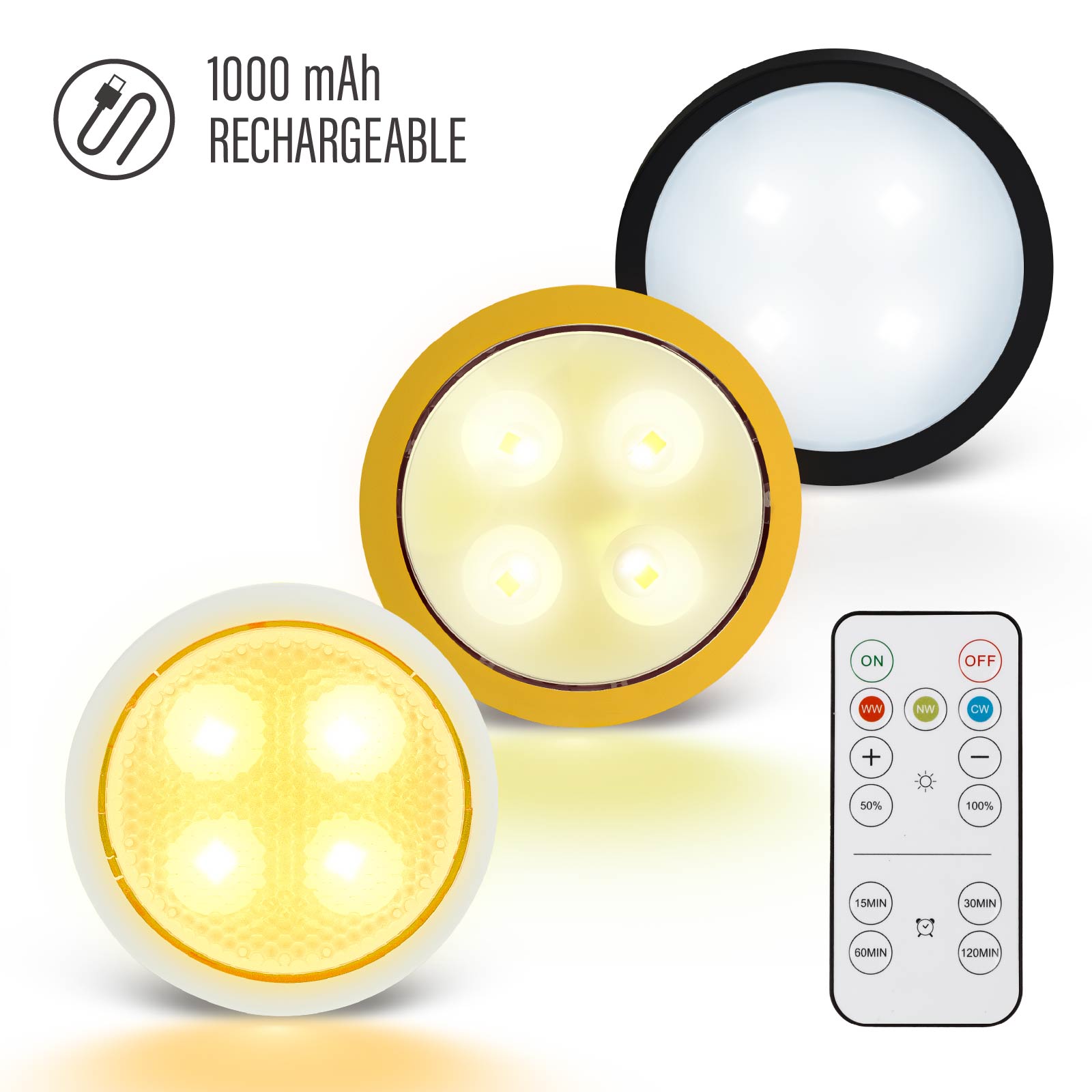 Remote & Tap Control LED Lights (3 Packs) USB Powered