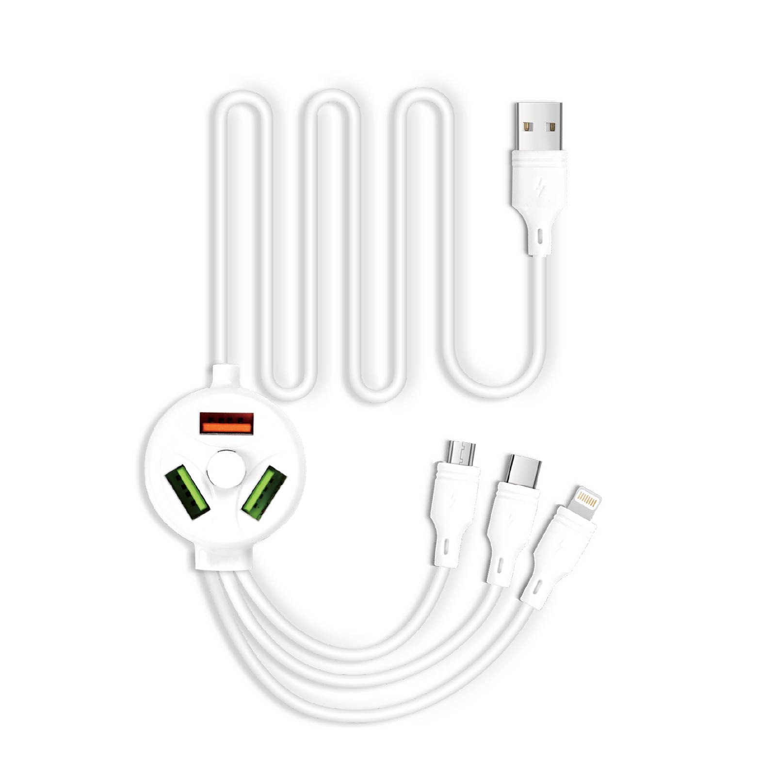 4 In 2 Multi Charging Cable with 3 USB Hub