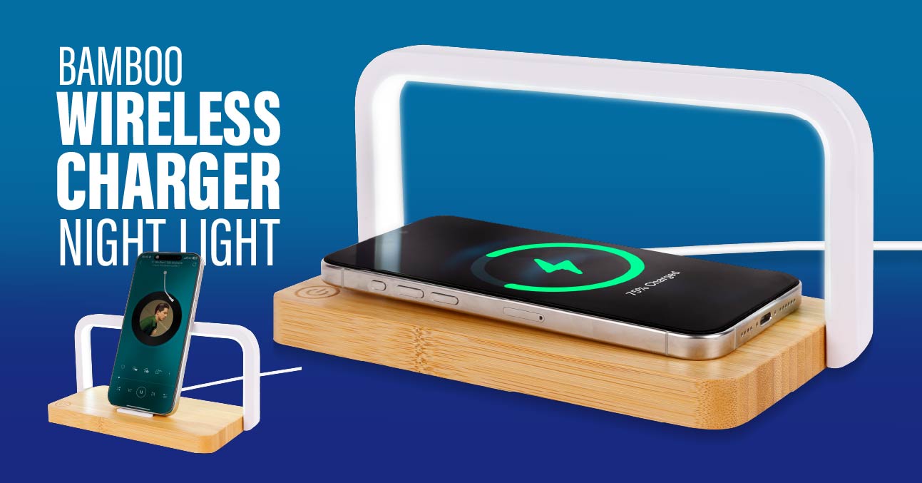 Bamboo Wireless Charger Lamp