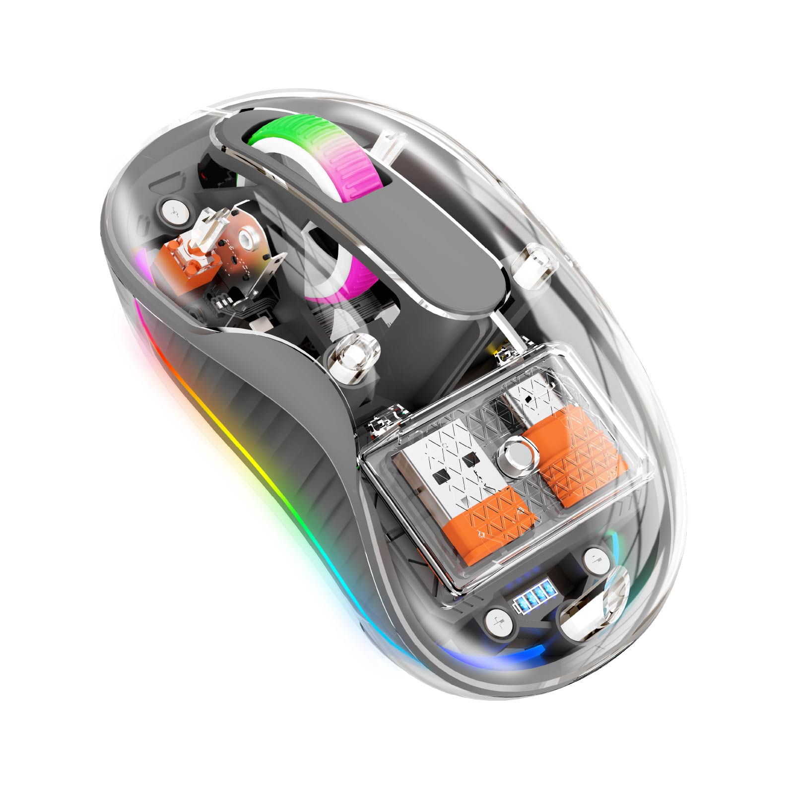 Wireless Breathing Light Transparent Gaming Mouse