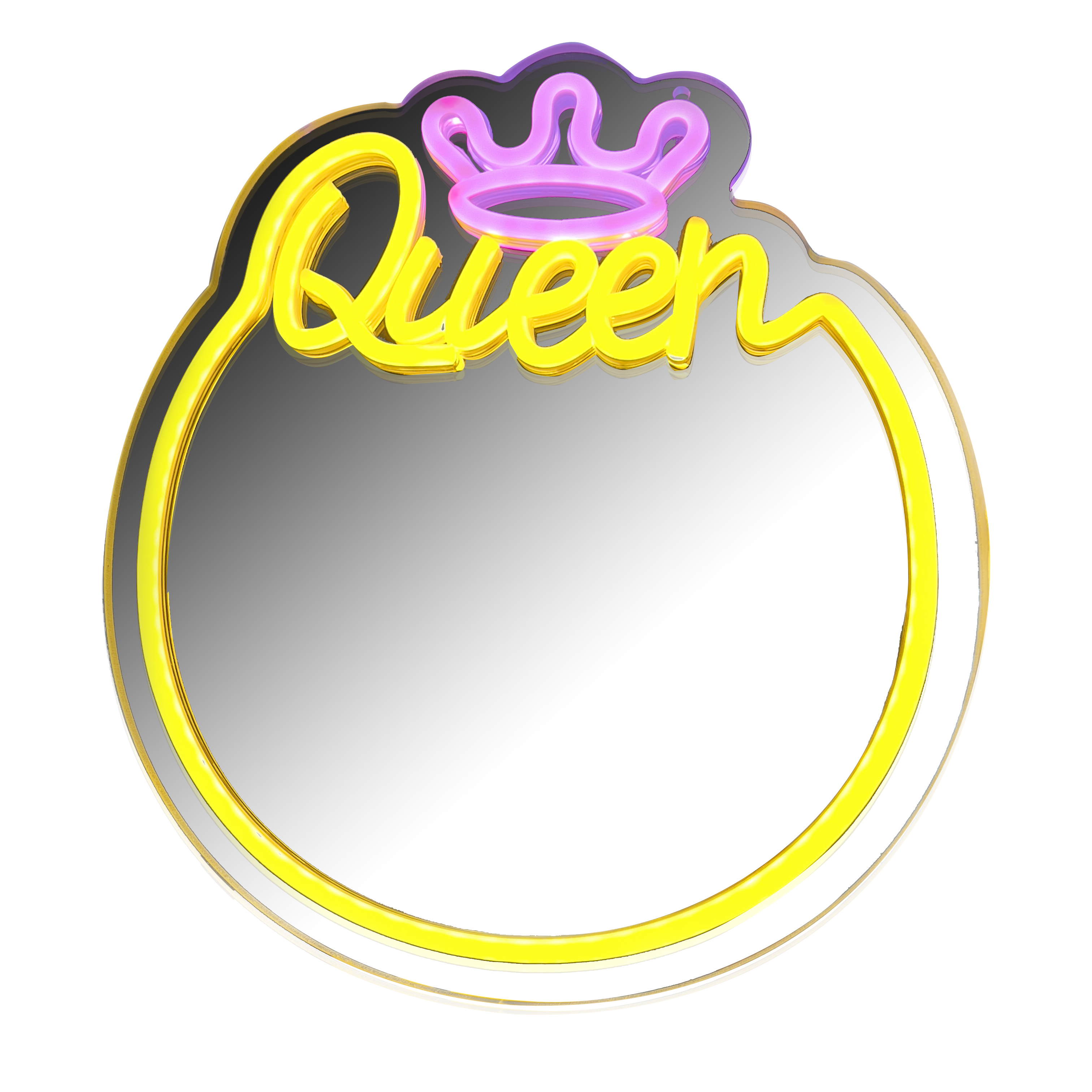 Queen Neon Mirror for Wall Decor USB Powered