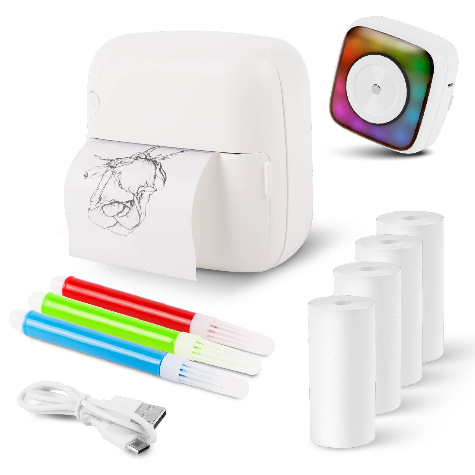 Wireless Pocket Printer Graffiti Set with Led Color Light