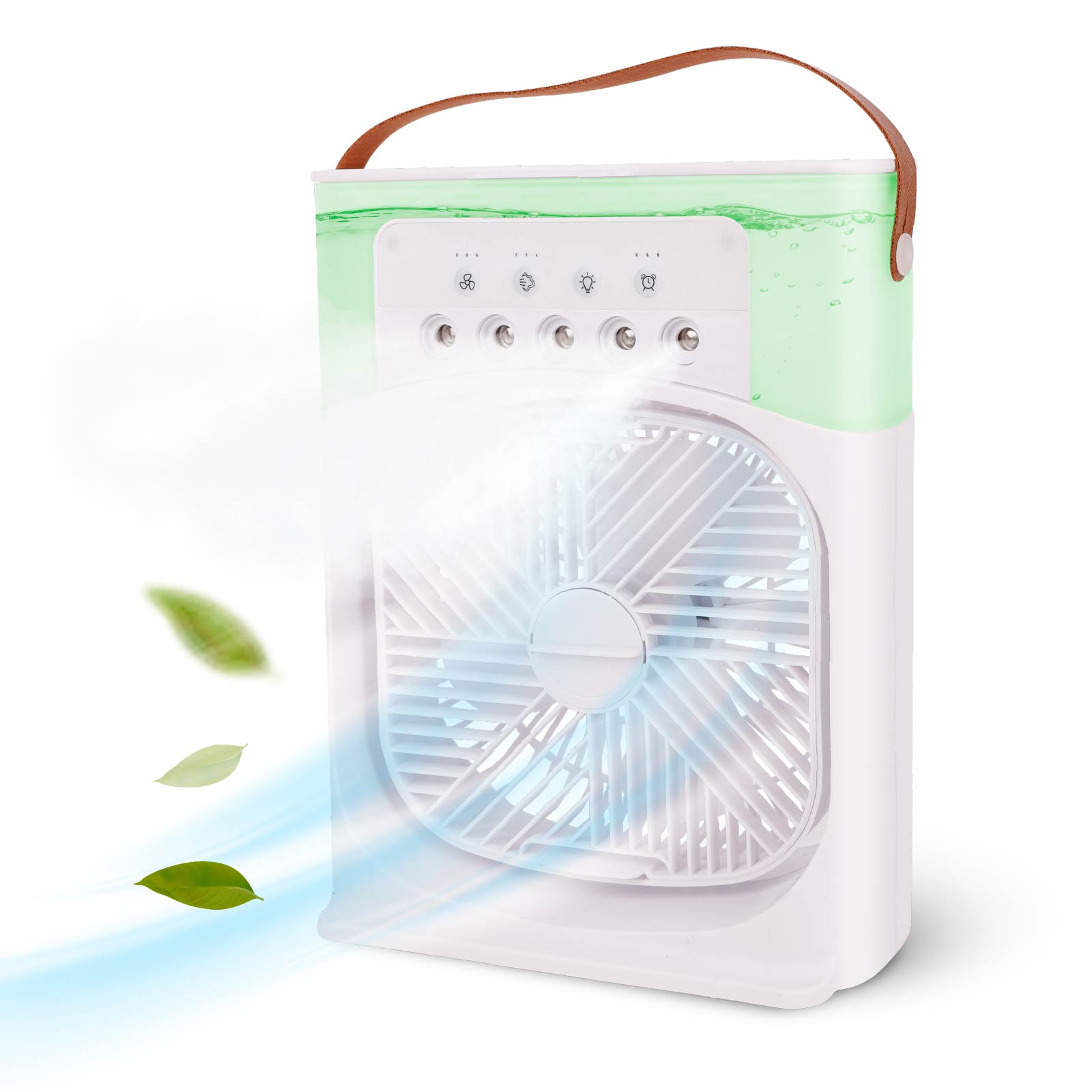 Portable Fans with Spray & Color Light