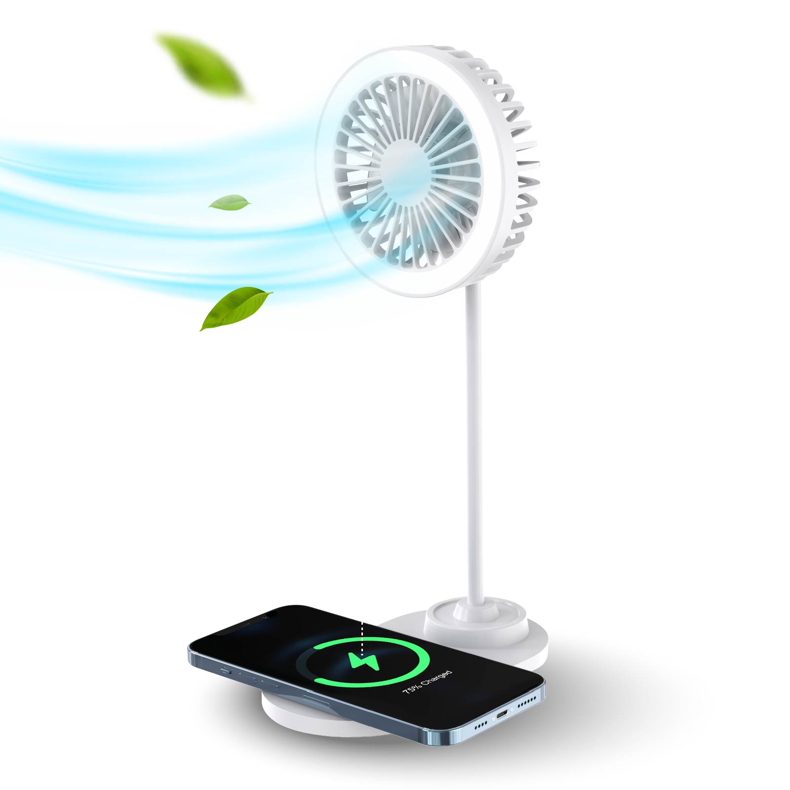 LED Desktop Fan with Wireless Charger