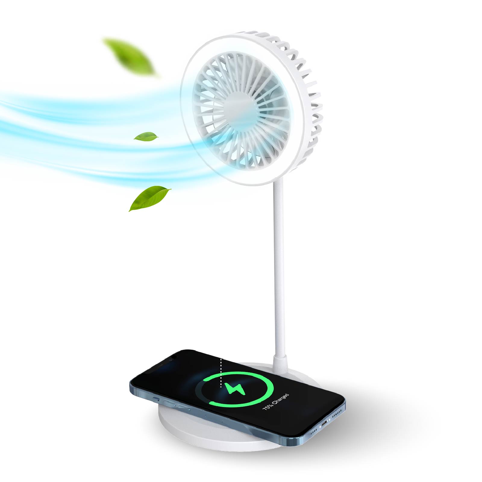 LED Desktop Fan with Wireless Charger