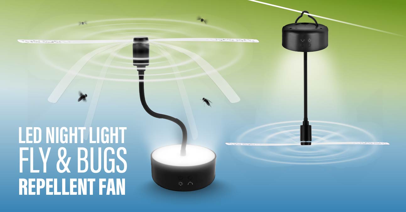 Fly Repellent Fan with LED Light