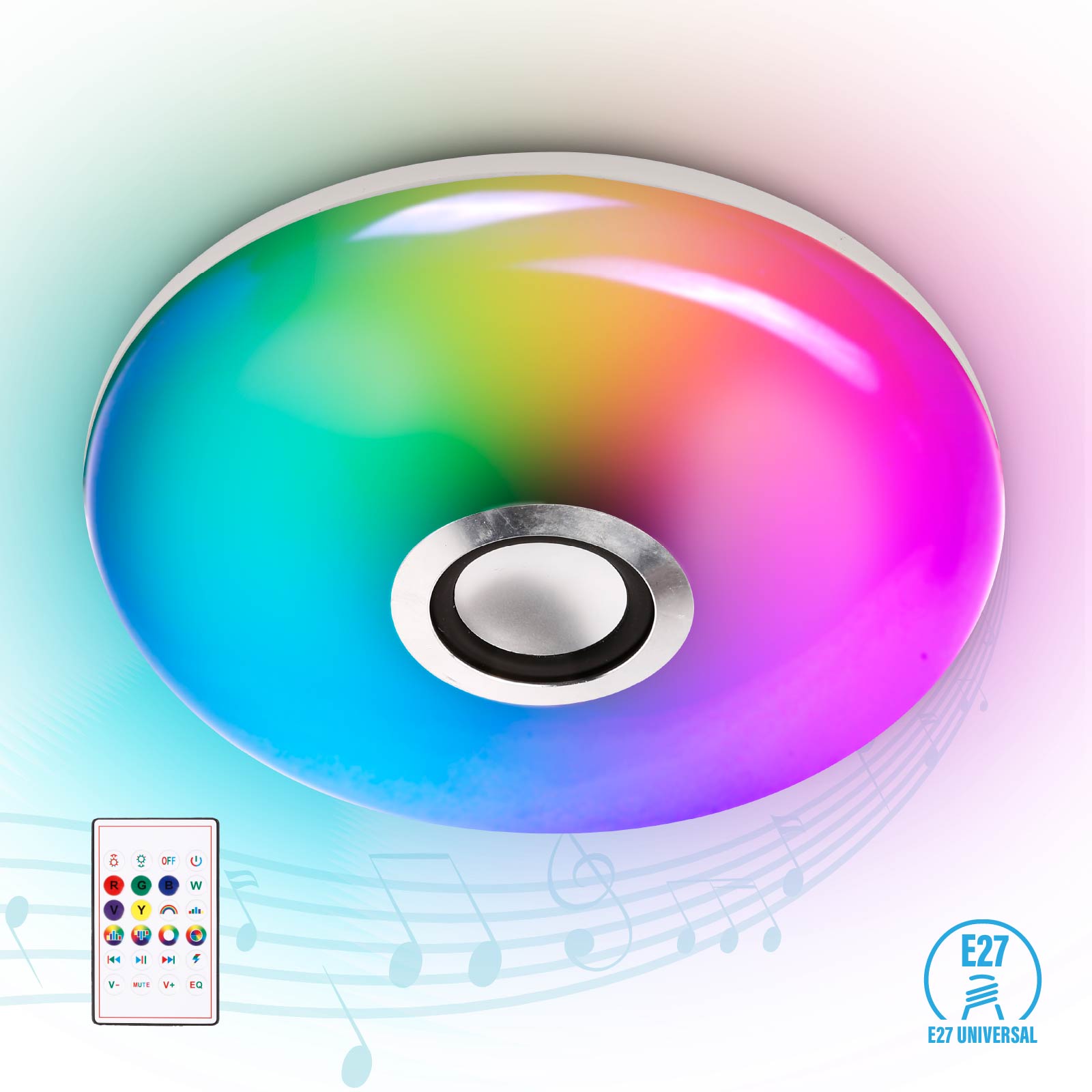 Rainbow UFO Ceiling Lamp & Wireless Speaker