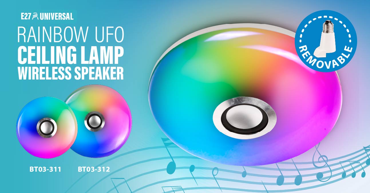 Rainbow UFO Ceiling Lamp & Speaker