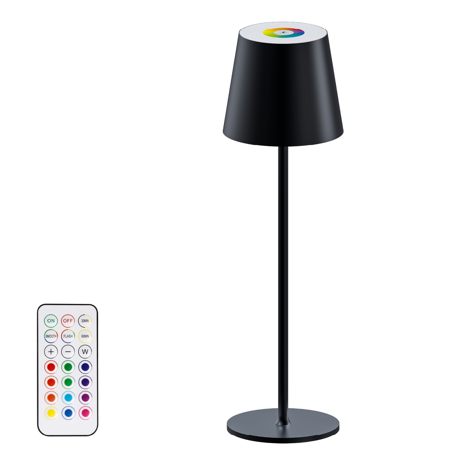 Cordless Dimmable Color LED Touch Lamp with Remote Control