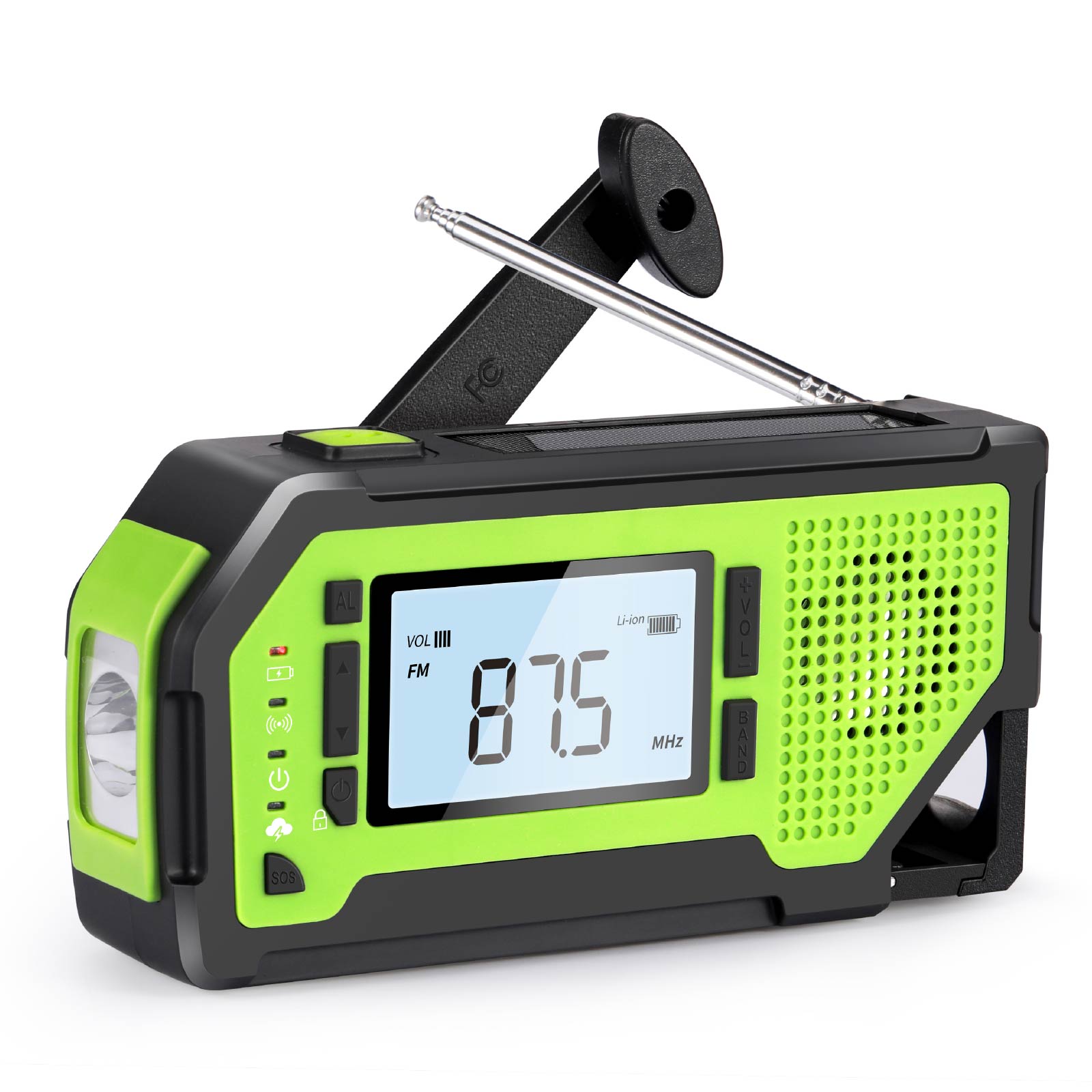 Solar Powered Hand Crank Flashlight Radio with Power Bank