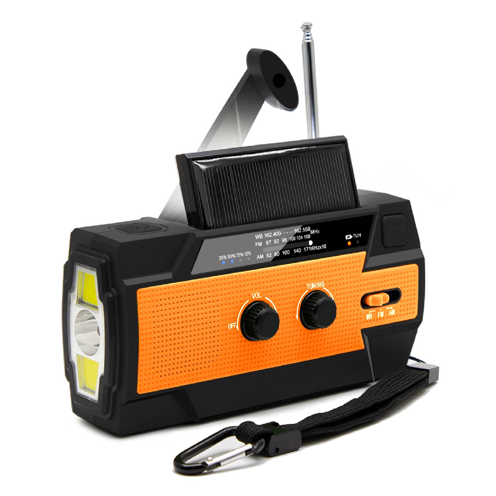 Solar Powered Hand Crank Flashlight Radio with Power Bank