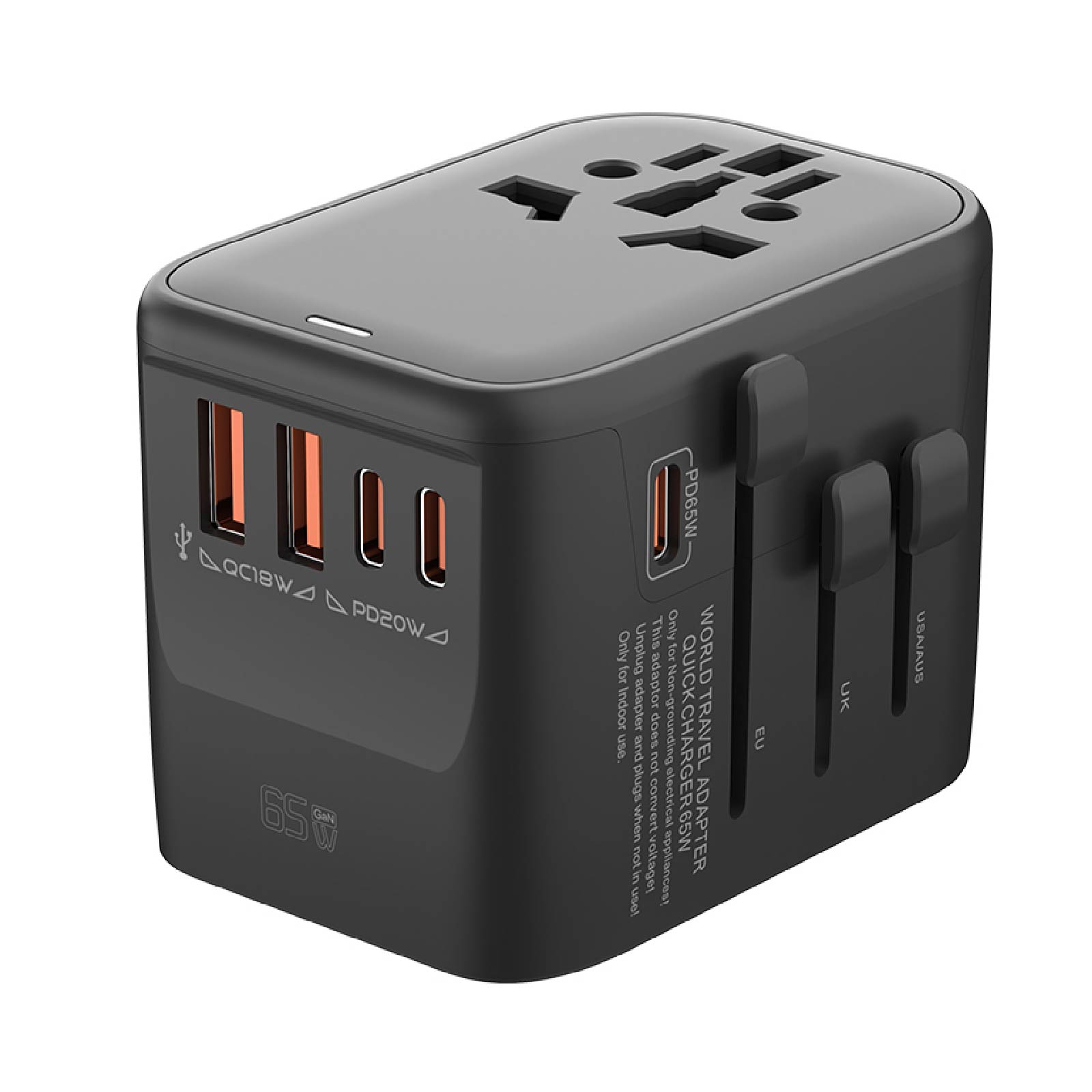 Travel Power Adapter with AC Outlets & 2A+3C  Ports